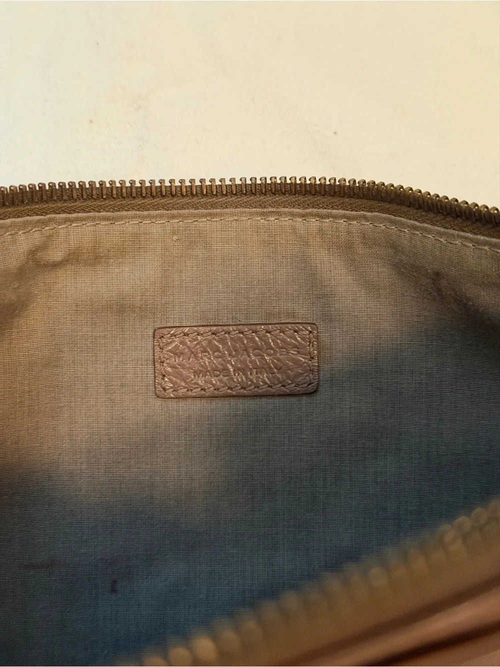 Marc Jacobs Brown Leather Zip Clutch with Gold Hardware